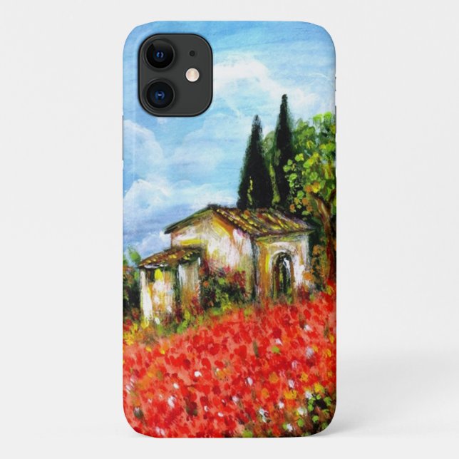 Coques Case-Mate iPhone POPIES EN TOSCANE / Paysage avec champs de fleurs (Dos)
