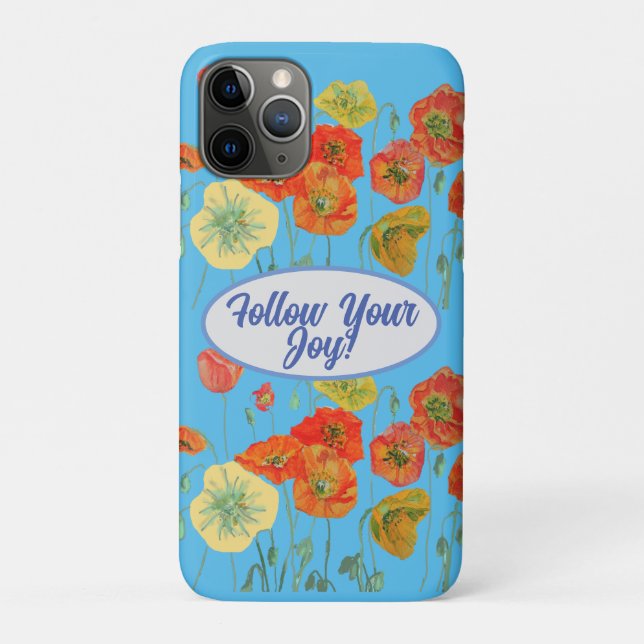 Coques Case-Mate iPhone Poppies de pavot rouge Orange floral Bleu Votre jo (Dos)