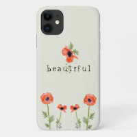 Poppies Orange Aquarelle Florale Avec Nom