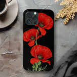 Case-Mate iPhone Case Poppies rouges Colorful Vintage Botanique<br><div class="desc">Un trio de pavots rouges colorés adapté d'une illustration botanique vintage sur un arrière - plan noir contrasté. Ce coque coloré ajoute un look élégant à votre téléphone tout en le protégeant des rayures et de l'usure. Protégez votre téléphone dans un style magnifique.</div>
