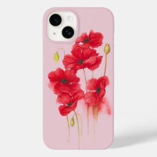 Coque Case-Mate iPhone Poppies Rouges Sur Rose Blush