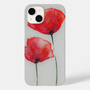 Coque Case-Mate iPhone Poppies rustiques d'aquarelle rouge