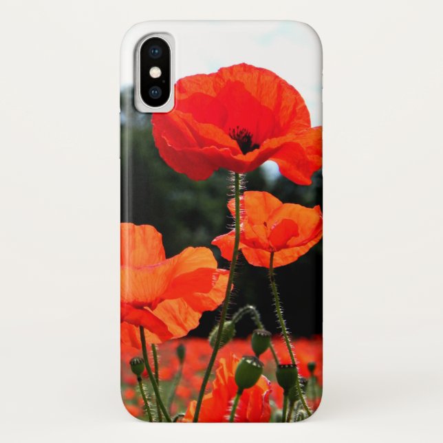 Coques Case-Mate iPhone Poppy Field, Red Poppies en fleurs (Dos)