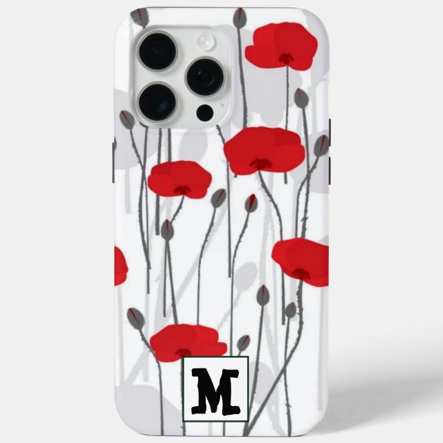 Coques Case-Mate iPhone Poppy flower gift botanical pretty monogram (Verso)