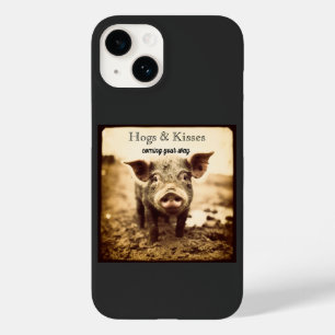 Coque Case-Mate iPhone Porcs personnalisés & Baisers Sepia Boutique Maiso