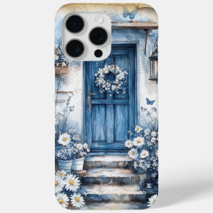 Coque Case-Mate iPhone Porte bleu rustique avec marguerites - Cottagecore