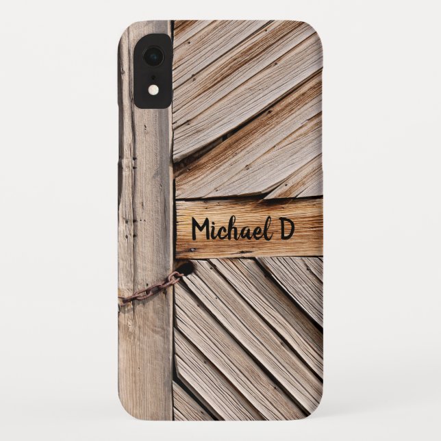 Coques Case-Mate iPhone Porte en bois rustique personnalisable avec serrur (Dos)