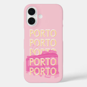 Coque Pour iPhone 16 Porto Travel Art, Portugal, Rose, Preppy