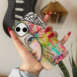 Case-Mate iPhone Case Portrait Artistique Fille Gras Bright Noir Blanc A<br><div class="desc">Cette mallette de téléphone n'a que le côté droit de ma peinture originale d'une fille colorée avec des lettres noires et blanches amusantes sur le devant et une jeune fille noire et blanche avec un arrière - plan brillant et coloré.</div>