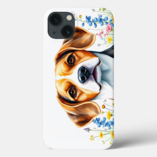 Case-Mate iPhone Case Portrait Beagle aquarelle avec Fleur sauvage dynam