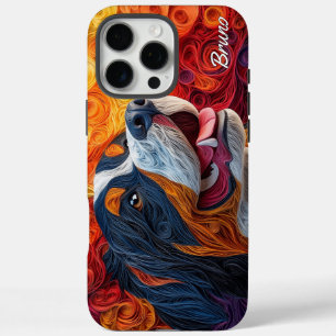 Coque iPhone 16 Pro Max Portrait coloré Bernese Mountain Dog