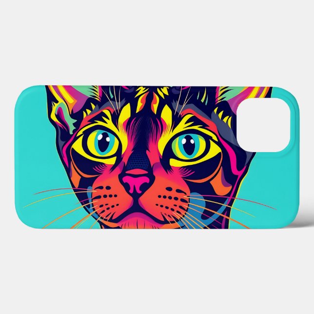 Coques Case-Mate iPhone Portrait d'art de Neon Pop d'un Devon joueur Rex (Verso (horizontal))