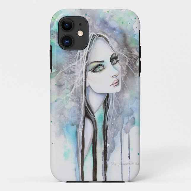 Coques Case-Mate iPhone Portrait d'art moderne aquarelle de fantôme aux ye (Dos)