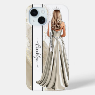 Coque Case-Mate iPhone Portrait de blonde au concours de sable scintillan