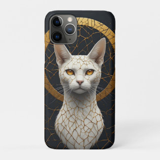 Case-Mate iPhone Case Portrait de chat blanc avec halo géométrique doré