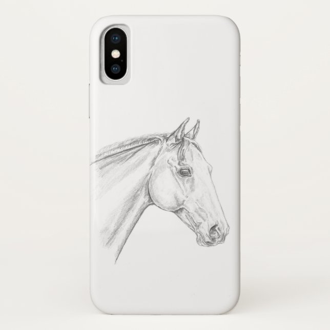 Coques Case-Mate iPhone Portrait de cheval au crayon (Dos)