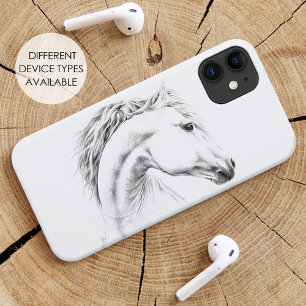 Coques Pour iPhone Portrait de cheval Dessin d'art équestre animal