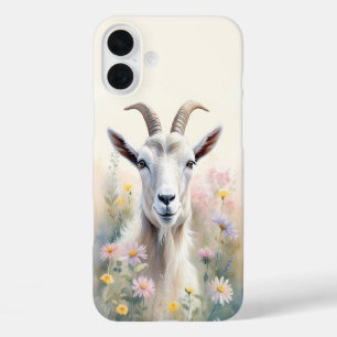 Coque Pour iPhone 16 Plus Portrait de chèvre de champ pastel doux