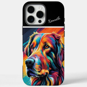 Coque iPhone 16 Pro Max Portrait de chien coloré Golden Retriever