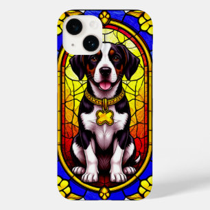 Coque Case-Mate iPhone Portrait de chien dans une œuvre d'art en verre co