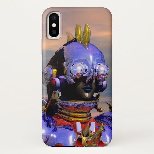 Coques Case-Mate iPhone PORTRAIT DE CYBORG TITAN Science-fiction bleue, Sc (Dos)