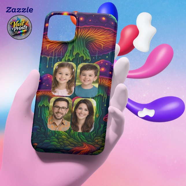 Coques Case-Mate iPhone Portrait de famille en collage de champignons psyc (Psychedelic Mushroom Collage Family Portrait Case-Mate iPhone Case)