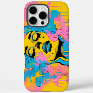 Coque iPhone 16 Pro Max Portrait de femme psychédélique coloré Impression