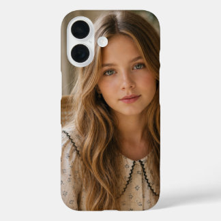 Coque Pour iPhone 16 Portrait de fille au style bohème cottagecore doux