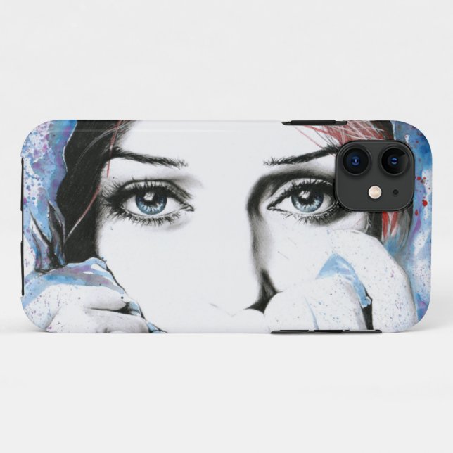 Coques Case-Mate iPhone Portrait de fille Joli yeux aquarelle peinture art (Dos (Horizontal))