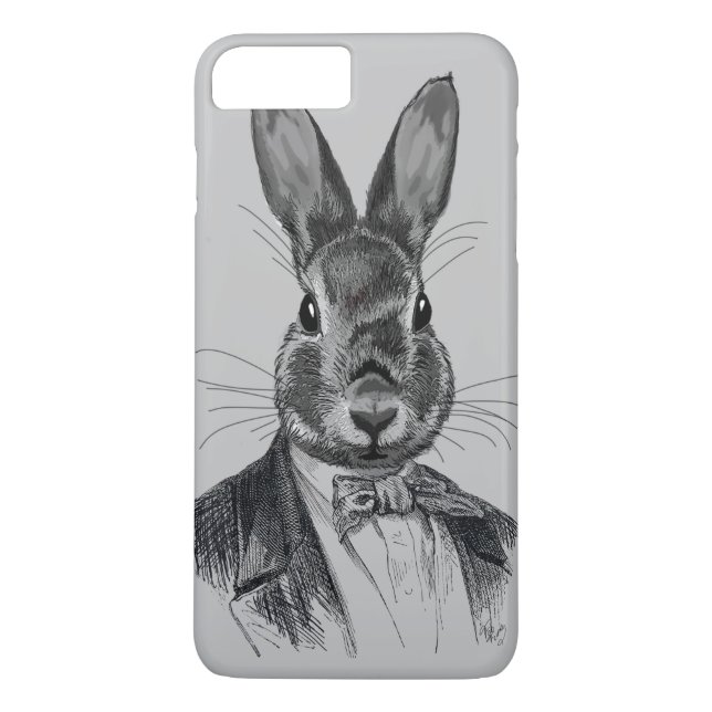 Coques Case-Mate iPhone Portrait de lapin en costume (Dos)