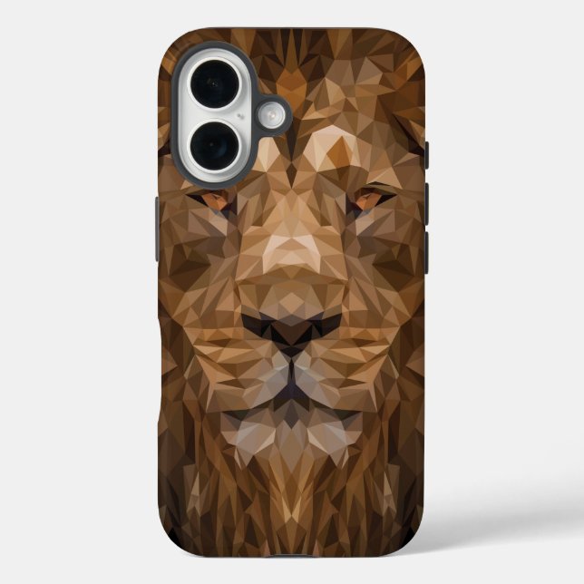 Coques Case-Mate iPhone Portrait de lion géométrique (Verso)