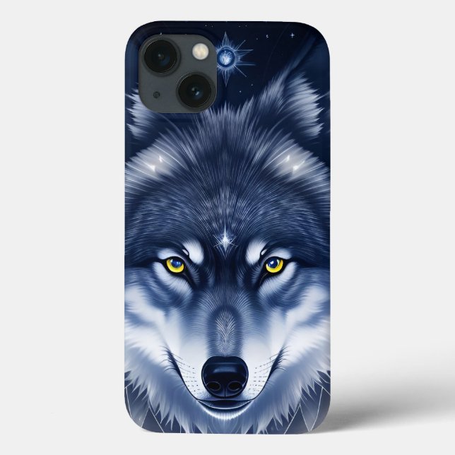 Coques Case-Mate iPhone Portrait de Loup Mystique Art (Verso)
