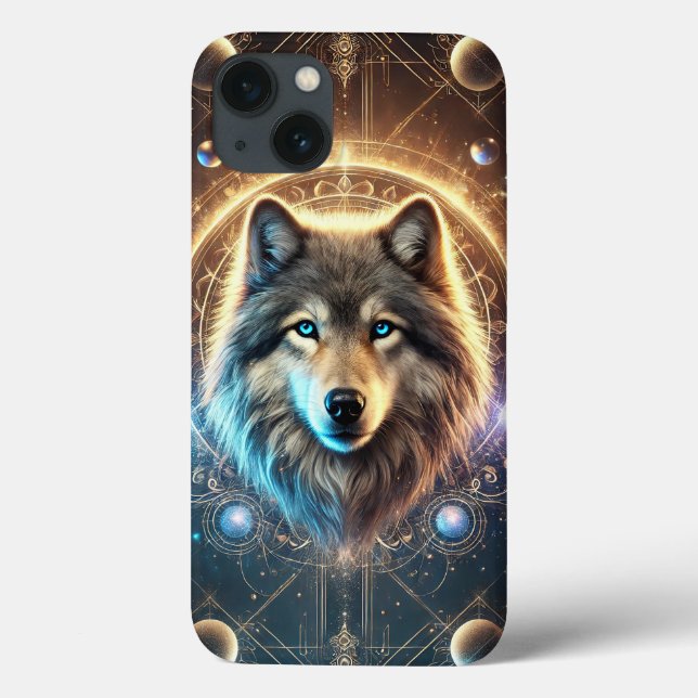 Coques Case-Mate iPhone Portrait de Loup Mystique avec Cosmique (Verso)