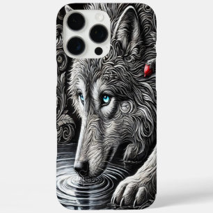 Coque iPhone 16 Pro Max Portrait de Loup Sérénité au Clair de Lune