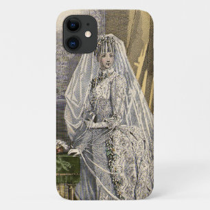 Coque iPhone 11 Portrait de mariage vintage de la mariée, mariée v