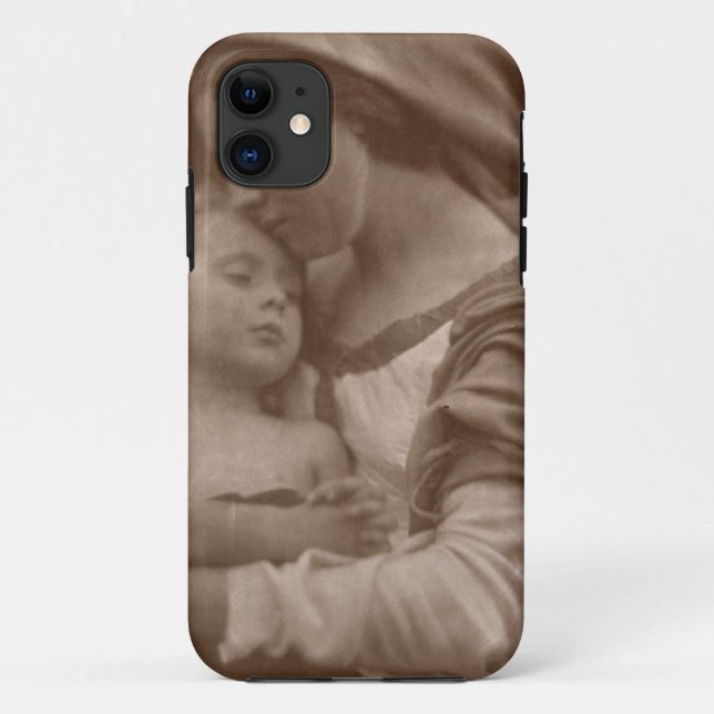 Coques Case-Mate iPhone Portrait de mère et d'enfant (photo de sépia) (Dos)