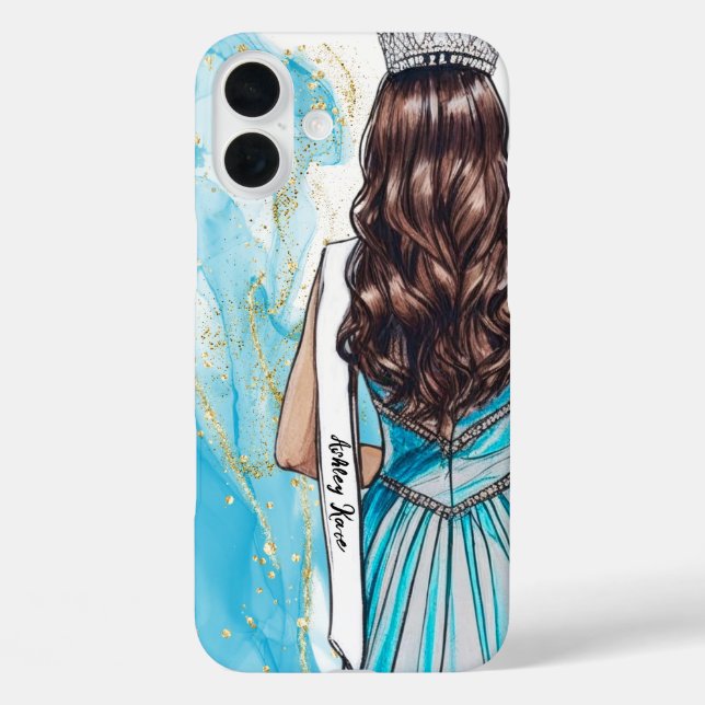 Coques Case-Mate iPhone Portrait de pageant châtaigne Sash personnalisé (Verso)