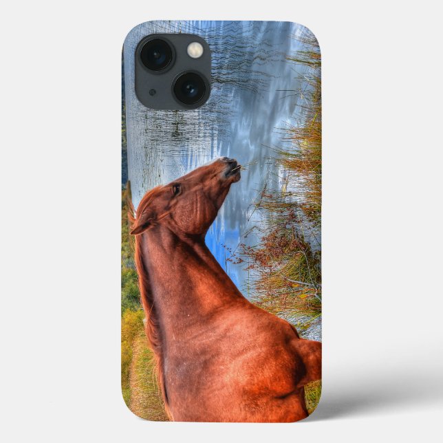Coques Case-Mate iPhone Portrait de Sorrel Mare & Pittoresque Lake Equine  (Verso)