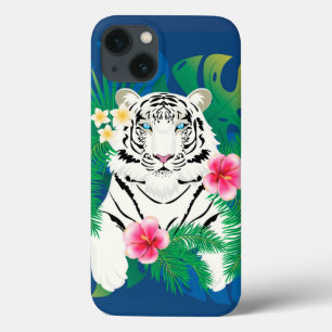 Case-Mate iPhone Case Portrait de tigre blanc avec feuilles tropicaux