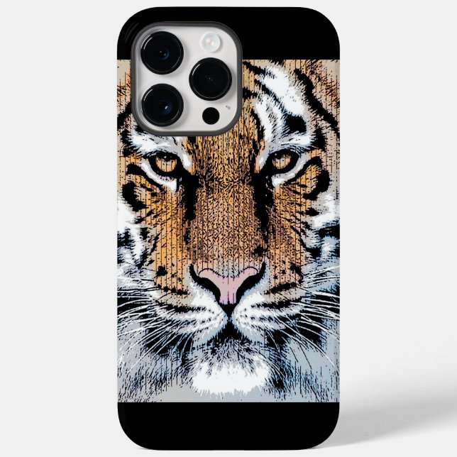 Coques Case-Mate iPhone Portrait de tigre en style Presse Graphique (Verso)