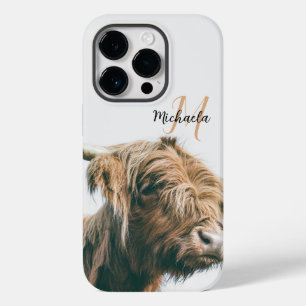 Coque Case-Mate iPhone Portrait de vache Highland nom personnalisé monogr