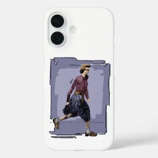 Coque Pour iPhone 16 Portrait d'une femme élégante marchant à mi-pas