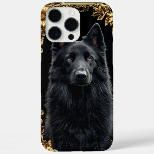 Coque iPhone 16 Pro Max Portrait Élégant de Canidé Noir