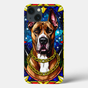 Case-Mate iPhone Case Portrait en verre coloré d'un chien avec chaîne en