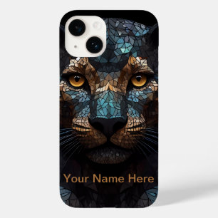 Coque Case-Mate iPhone Portrait en verre tendu de léopard de mosaïque