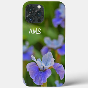 Case-Mate iPhone Case Portrait Fleur Iris Bleu Initiales personnalisées