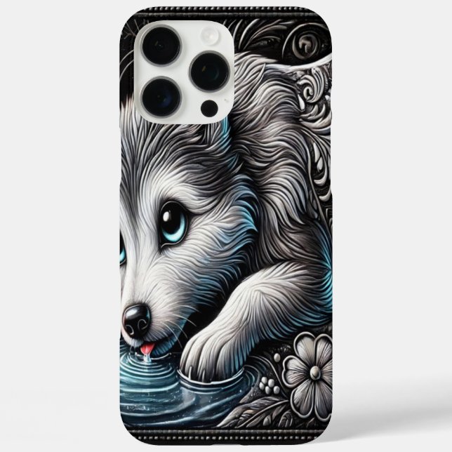 Coques Case-Mate iPhone Portrait majestueux du loup au clair de lune (Verso)