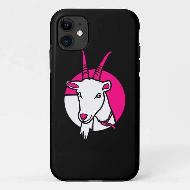 Coques Case-Mate iPhone Portrait numérique de chèvre rose Arrière - plan n (Dos)