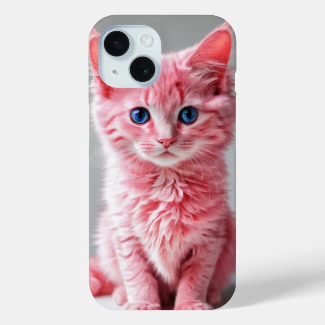 Coques Case-Mate iPhone Portrait photo de chat rose (Verso)