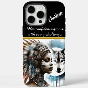 Coque iPhone 16 Pro Max Portrait puissant d'un guerrier et d'un loup autoc